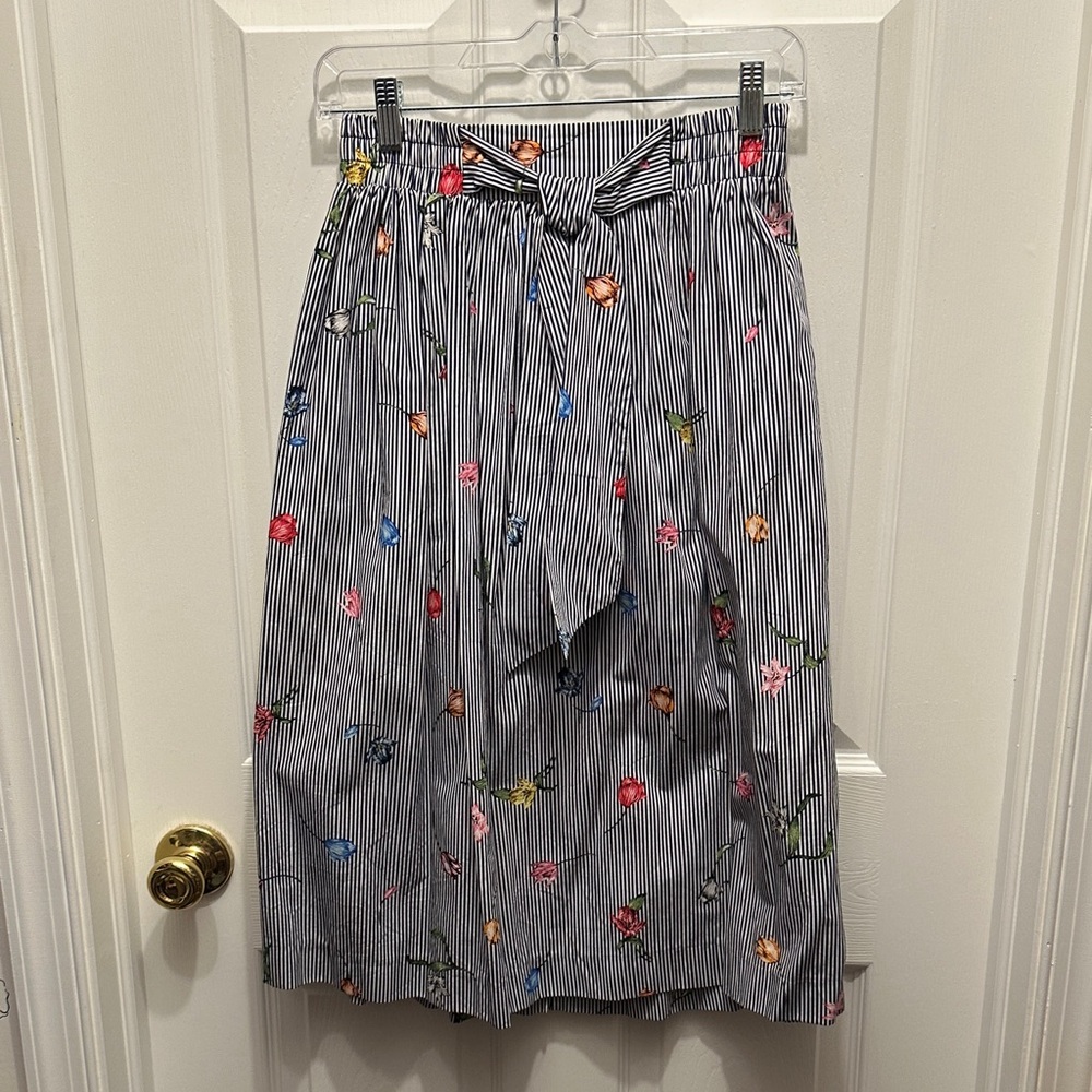 H&M Multicolor Floral Striped A-Line Skirt